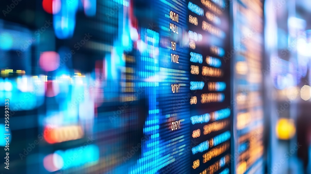 Poster Blurred Motion of Stock Market Trading Platform with HighTech Interface and Data Metrics : Generative AI