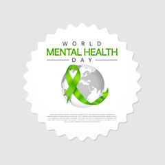 World mental health day observed on october 10. Health Care concept Greeting card, poster, Ribbon, banner