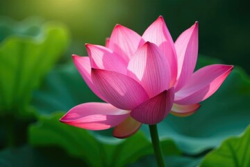Pink lotus slowly opening its delicate petals, pink lotus, nature, unfolding
