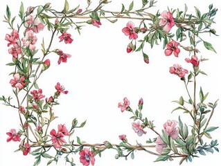 Floral border frame framing element on white background