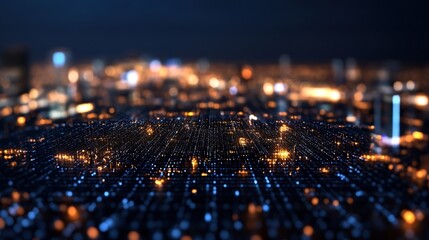 Beautiful Night Cityscape with Glowing Lights and Blurred Bokeh Effect : Generative AI