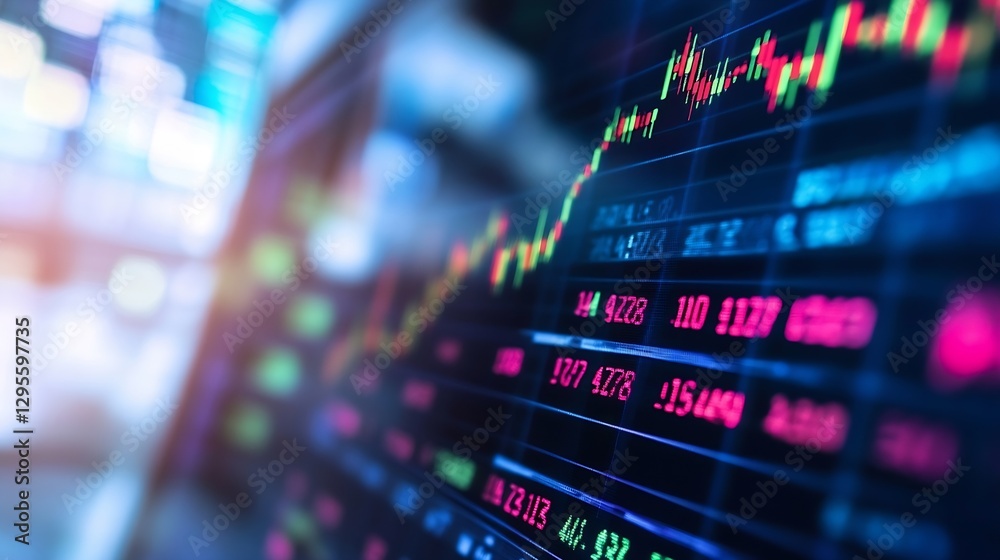 Fototapete Dynamic Stock Market Graph Displaying Financial Movement with Colorful Data Trends and Analysis : Generative AI