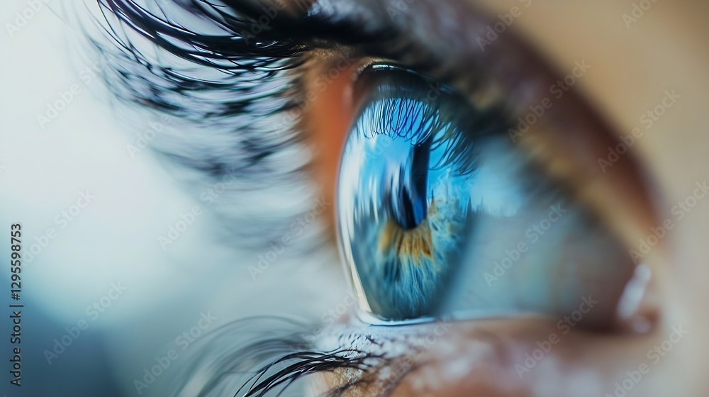 Poster closeup of human eye with reflections showing stunning detail and color : generative ai