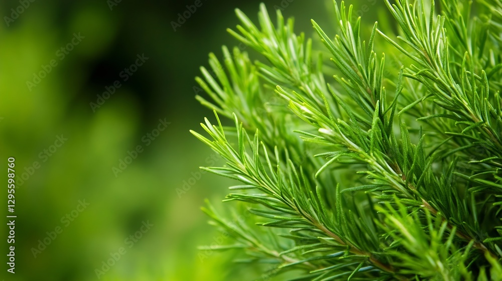Poster Close-Up View of Fresh Green Coniferous Leaves with a Soft Focus Background : Generative AI