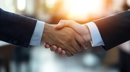 A firm handshake indicating partnership and collaboration in a business environment : Generative AI