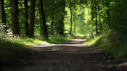 Obraz premium Tranquil forest path surrounded by lush greenery inviting peaceful strolls in nature's embrace : Generative AI