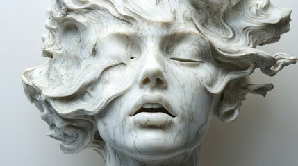 Obraz premium Hyperrealistic marble bust sculpture art gallery 3d render modern interior close-up abstract expression