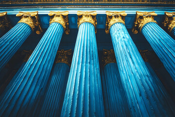 Majestic Blue Columns, Architectural Grandeur and Timeless Elegance Display