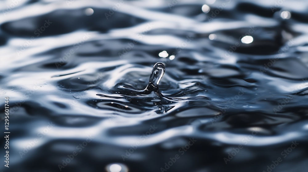 Leinwandbilder closeup of raindrops creating rippling patterns on dark water surface : generative ai