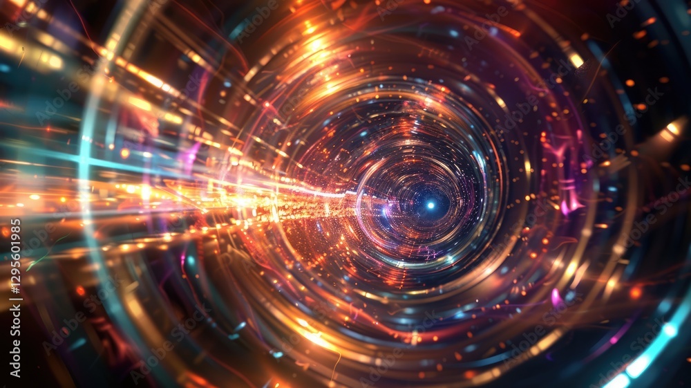 Poster this colorful abstract background features dynamic light trails and patterns, creating a mesmerizing