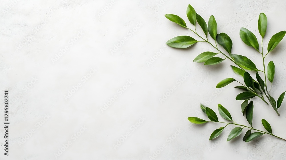 Poster fresh green leaves against a minimalistic textured background for natural vibes : generative ai