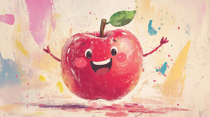 Vibrant Gradient Background – Shiny Red Apple With Sparkling - Version 4