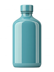 A clear bottle with a blue cap