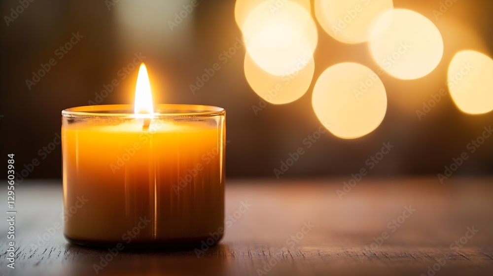 Poster elegant led candle with flickering flame glowing in a dark room : generative ai
