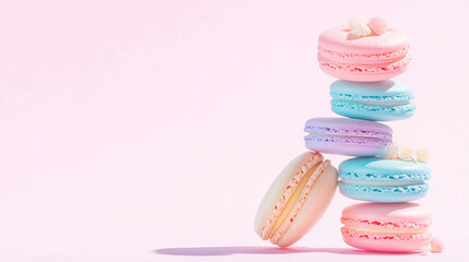 Vibrant Gradient Background – Stacked Pastel Macarons In Pink - Version 2