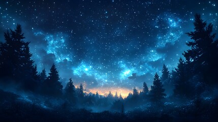 Fototapeta premium Magical Night Sky with Fantastical Constellations Illustration – Generative AI