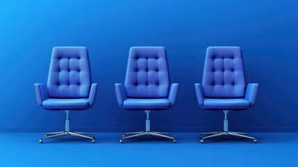 Obraz premium Stylish Blue Office Chairs Against Vibrant Blue Wall Background