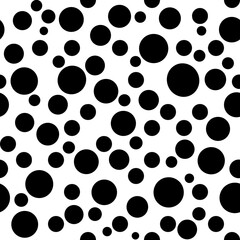 style Two colors abstract geometric seamless background with small and large chaotic circles, polka dots