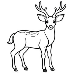Fototapeta premium Cute DEER outline art illustration coloring page book for kids