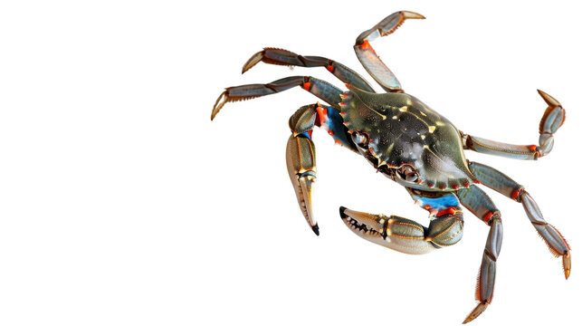 Blue crab isolated on transparent background showing claws and legs