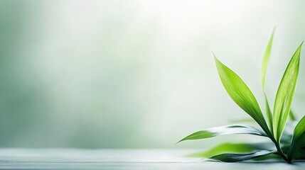 Fototapeta premium Fresh Green Leaves on a Soft Background Creating a Calm and Inviting Atmosphere : Generative AI