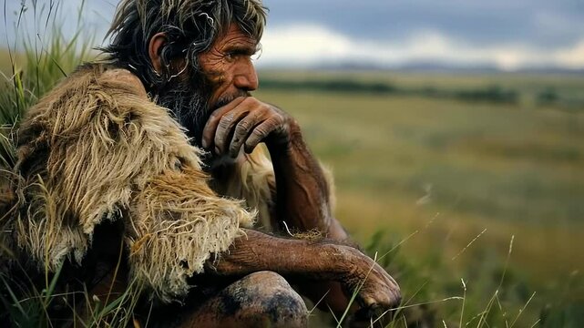 Ancient humanity: presenting prehistoric life with primitive man at the center, capturing daily routines, interactions, and the simplicity of life before modern advancements changed the world.