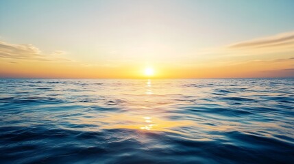 Obraz premium Stunning Sunset Over Tranquil Ocean Waves with Soft Sky Colors Reflecting on Water : Generative AI