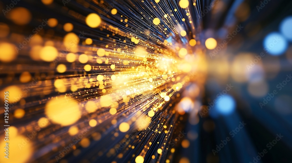 Fototapete vibrant energy rays in a dynamic burst of golden and blue light creating a mesmerizing visual effect