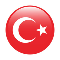 Fototapeta premium Turkey circle flag logo icon digital vector illustration