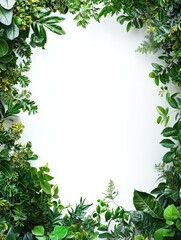 Greenery border frame framing element on white background
