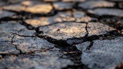 Cracked Dry Land Surface Showing Drought Conditions in Nature : Generative AI