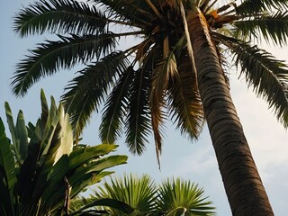 Obraz premium High-Resolution Isolated Tropical Palm Tree Cutout with Detailed Leaves and Textured Trunk