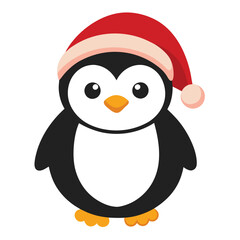 Fototapeta premium Pinguin at Christmas white background vector illustration kawaii
