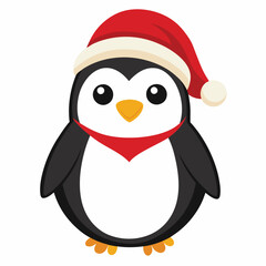 Fototapeta premium Pinguin at Christmas white background vector illustration kawaii