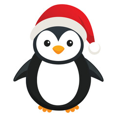 Fototapeta premium Pinguin at Christmas white background vector illustration kawaii
