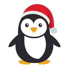 Fototapeta premium Pinguin at Christmas white background vector illustration kawaii