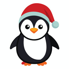 Fototapeta premium Pinguin at Christmas white background vector illustration kawaii