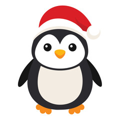 Fototapeta premium Pinguin at Christmas white background vector illustration kawaii