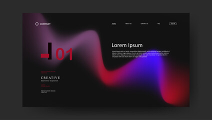 landing page with abstract wave futuristic retro fluid gradient design	
