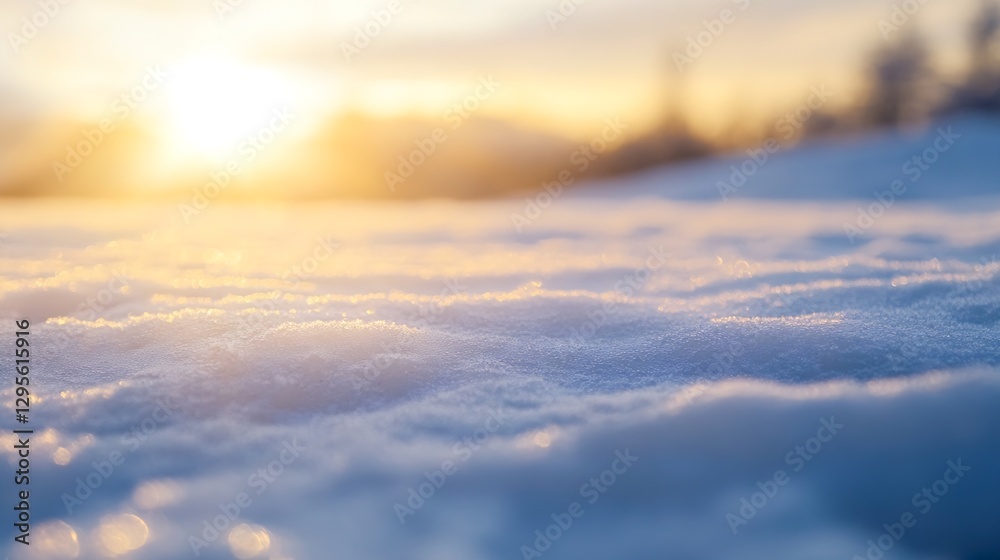 Poster beautiful sunset over a snowy winter landscape with soft colorful light : generative ai