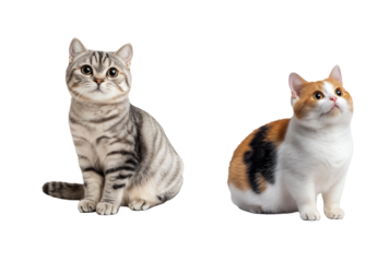 Collection of cats isolated on transparent background. PNG. Generated AI.