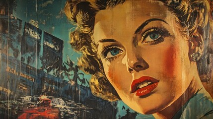 Vintage hollywood film poster art iconic scene digital showcase nostalgic vibe framed artwork gigapixel detail