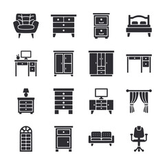 A black and white drawing of furniture