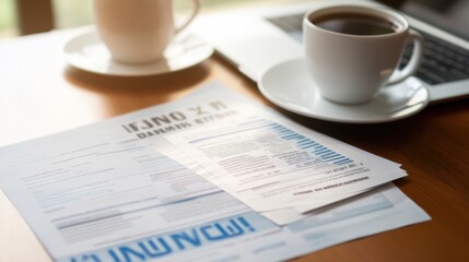 Medical debt reflection at a desk. Featuring focus and financial strain