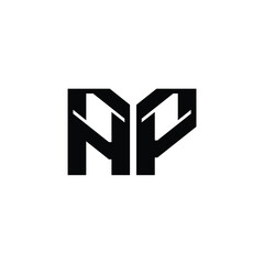 AP monogram logo design letter text name symbol monochrome logotype alphabet character simple logo