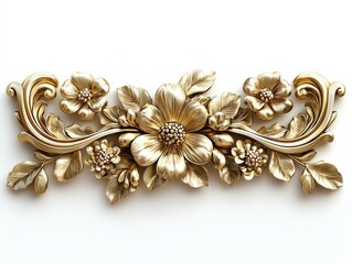 Obraz premium Gold decorative floral border frame framing element on white background