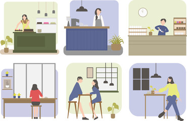 Coffee Shop Illustration Scene
