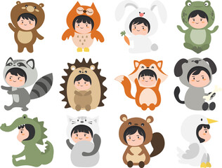 Kids with animal costum