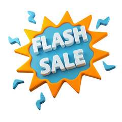 Fototapeta premium Flash Sale 3D illustration, Colorful graphic promoting a flash sale with dynamic elements.