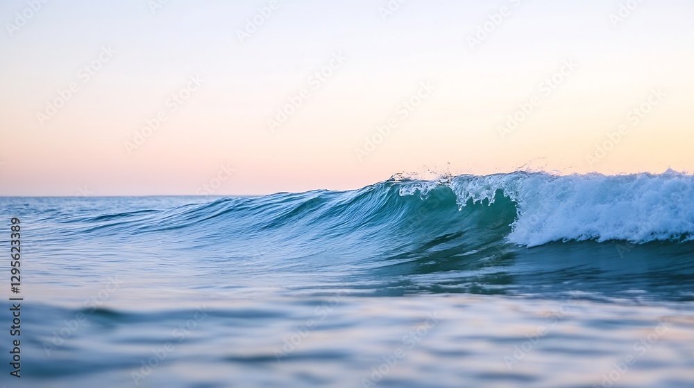 Leinwandbilder serene ocean wave rolling onto the shore at sunset creating a calming atmosphere : generative ai
